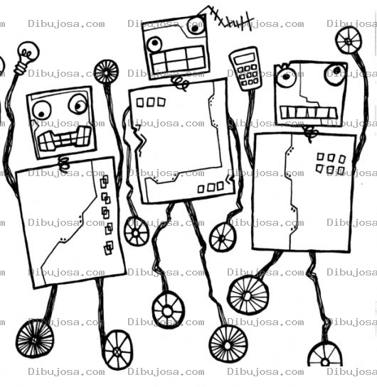 Dibujo para colorear Dibujo De 3 Robots Para Pintar Y Colorear