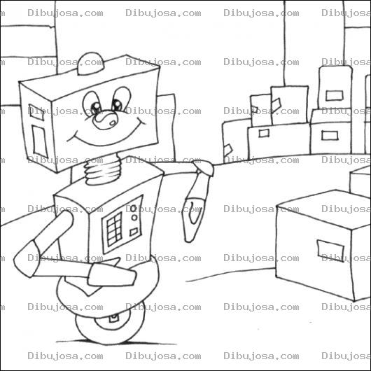 Dibujo para colorear Robot De Oficina Para Pintar Y Colorear