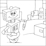 Dibujo para colorear Robot De Oficina Para Pintar Y Colorear