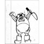 Dibujo para colorear Dibujo De Robot Con Cuchillo Para Pintar Y Colorear