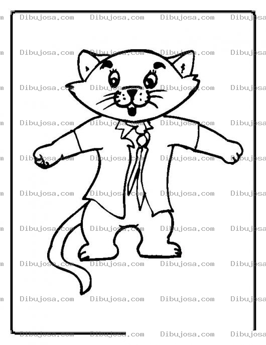 Dibujo para colorear colorear gato con saco y corbata