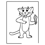 Dibujo para colorear colorear gato comiendo helado