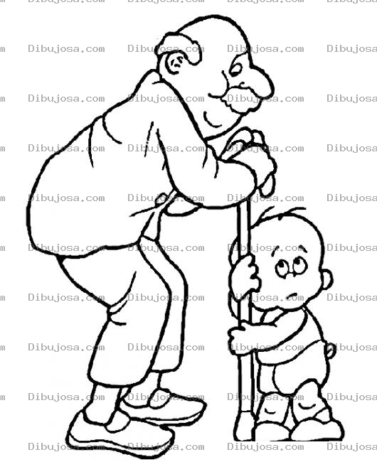 Dibujo para colorear Dibujo De Abuelo Y Nieto Ambos Con Dificultad Para Pararse Dibujo Para Colorear