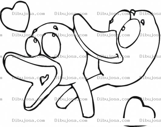 Dibujo para colorear Dibujo De Patos Enamorados Para Pintar Y Colorear