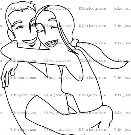 Dibujo para colorear Dibujo De Una Pareja De Novios Abrazados Para Pintar Y Colorear