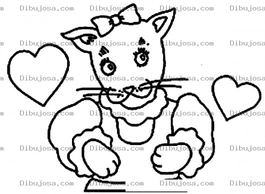 Dibujo para colorear Dibujo De Gatita Enamorada Para Colorear