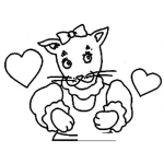 Dibujo para colorear Dibujo De Gatita Enamorada Para Colorear
