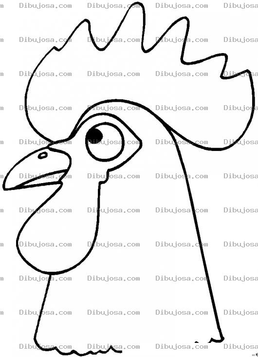 Dibujo para colorear Cabeza De Gallo Con Cresta Para Pintar Y Colorear