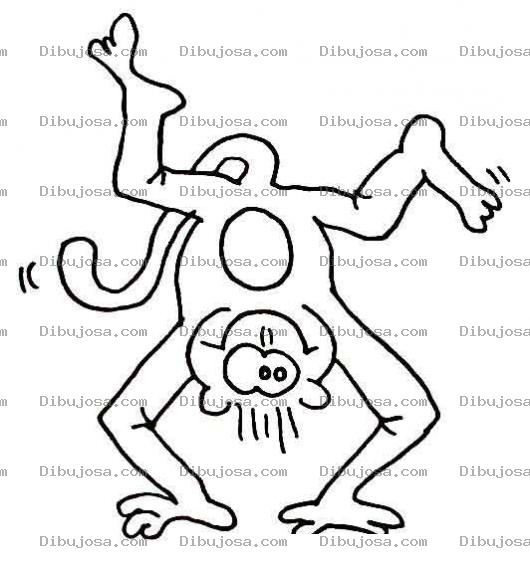 Dibujo para colorear Dibujo De Mono Parado En Dos Manos Para Pintar Y Colorear