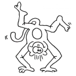 Dibujo para colorear Dibujo De Mono Parado En Dos Manos Para Pintar Y Colorear