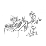 Dibujo para colorear Dibujo De Secretaria En Su Escritorio Frente A La Computadora Para Pintar Y Colorear