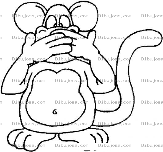 Dibujo para colorear Dibujo De Mico Tapandose La Boca Para Pintar Y Colorear