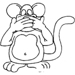 Dibujo para colorear Dibujo De Mico Tapandose La Boca Para Pintar Y Colorear