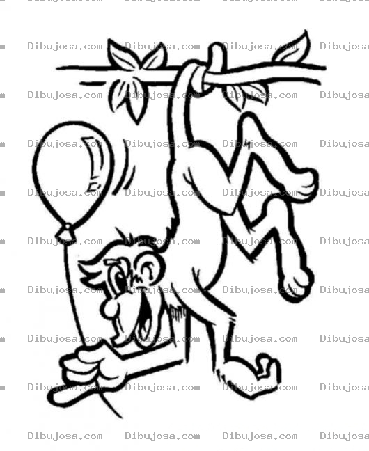 Dibujo para colorear Dibujo Para Colorear A Un Mico Con Un Globo Colgando De Una Rama Mono Con Globito