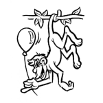 Dibujo para colorear Dibujo Para Colorear A Un Mico Con Un Globo Colgando De Una Rama Mono Con Globito