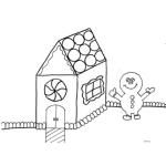 Dibujo para colorear Dibujo De Frosty En Casita De Chocolate Para Pintar Y Colorear