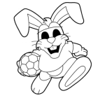 Dibujo para colorear Dibujo De Conejo Con Pelota De Fut Para Colorear