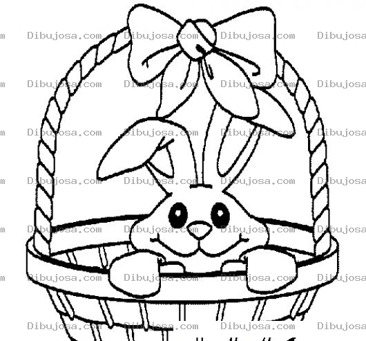 Dibujo para colorear Conejito En Una Canasta Para Pintar Y Colorear
