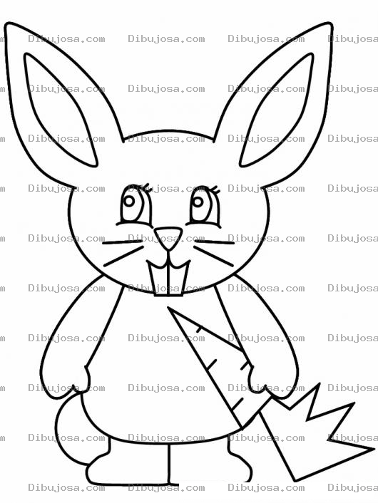 Dibujo para colorear Dibujo De Conejito Con Zanahoria Para Pintar Y Colorear