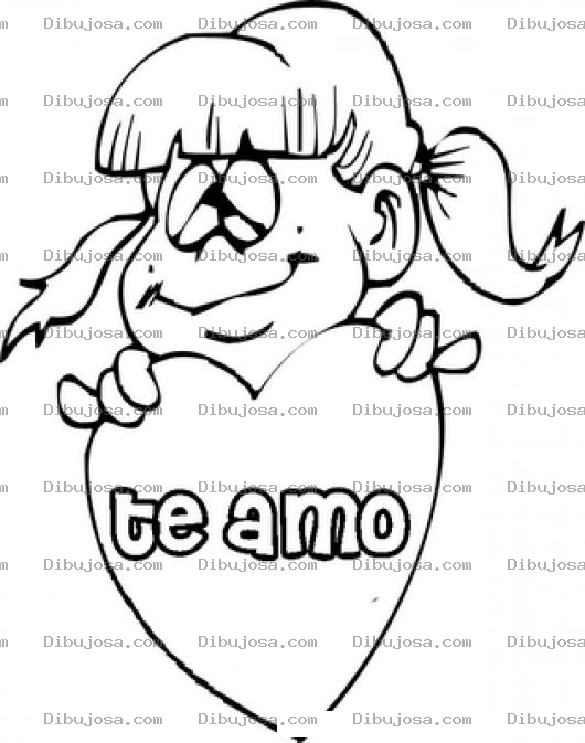 Dibujo para colorear Tarjeta De Te Amo Para Hombre Dibujo De Una Nina Sosteniendo Un Corazon Para Pintar Y Colorear