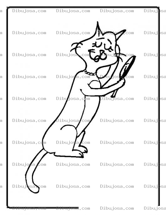 Dibujo para colorear colorear gatito vanidoso