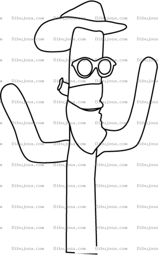 Dibujo para colorear Cactus Vaquero Para Colorear