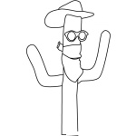 Dibujo para colorear Cactus Vaquero Para Colorear