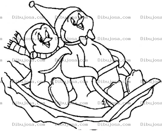 Dibujo para colorear Pinguinos En Trineo Para Colorear