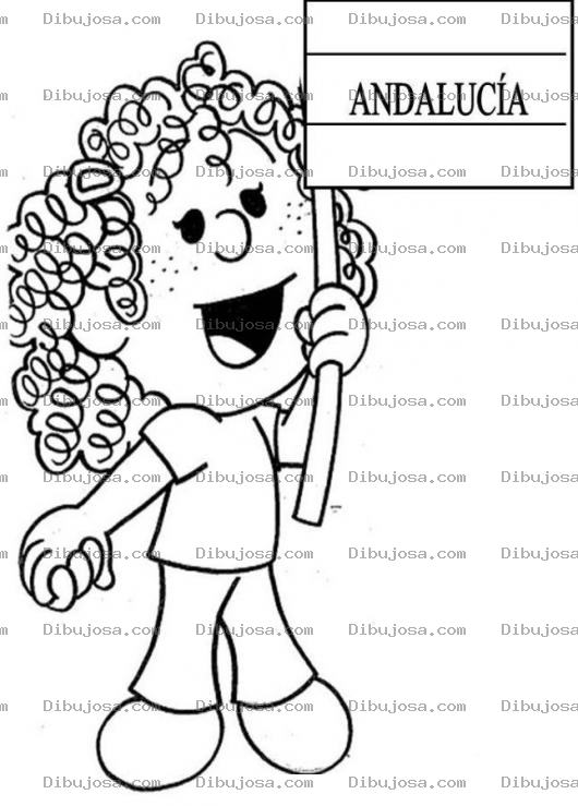 Dibujo para colorear Dibujo De Nina Con Bandera De Andalucia Para Colorear