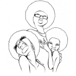 Dibujo para colorear Dibujo De Negrito Gigolo Con Dos Mujeres Afro Para Pintar Y Colorear