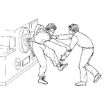 Dibujo para colorear Dibujo De Accidente En Fabrica De Hombre Atrapado Por Faja Industrial Para Pintar Y Colorear