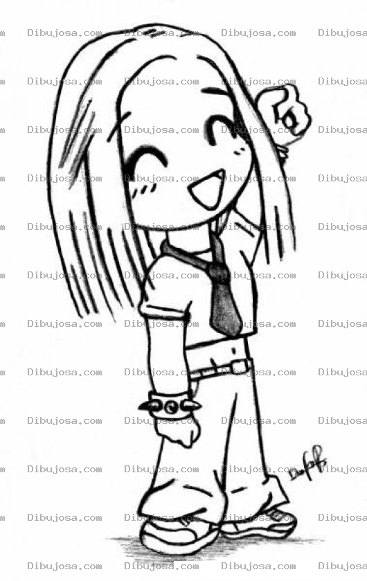 Dibujo para colorear Dibujo De Chica Colegiala Con Corbata Y Jeans Para Pintar Y Colorear