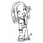Dibujo para colorear Dibujo De Chica Colegiala Con Corbata Y Jeans Para Pintar Y Colorear
