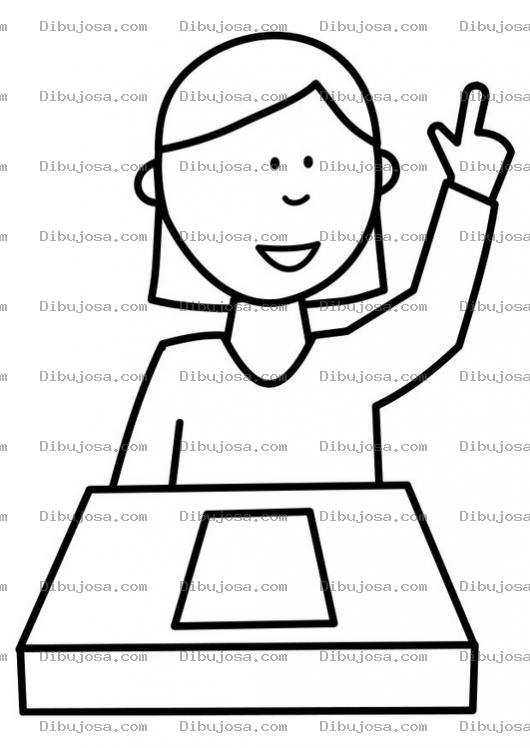 Dibujo para colorear Dibujo De Estudiante Levantando La Mano En Clase Para Pintar Y Colorear Chica Con La Mano Levantada
