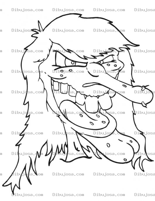 Dibujo para colorear Cara De Bruja Sin Gorro Para Pintar Y Colorear