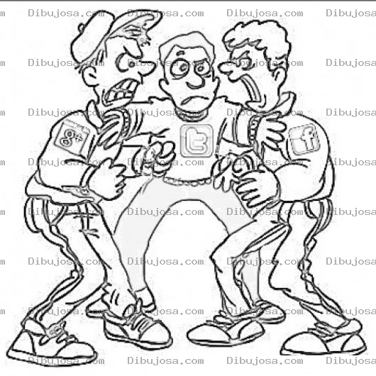Dibujo para colorear Dibujo De Dos Amigos Peleando Y Otro Amigo Separandolos
