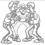 Dibujo para colorear Dibujo De Dos Amigos Peleando Y Otro Amigo Separandolos