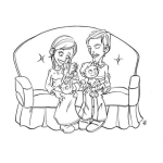 Dibujo para colorear Familia Con Bebes Pequenos Para Pintar Y Colorear A Mama Y A Papa Con Dos Ninos Chiquitos