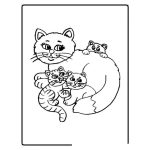 Dibujo para colorear colorear gata con gatitos