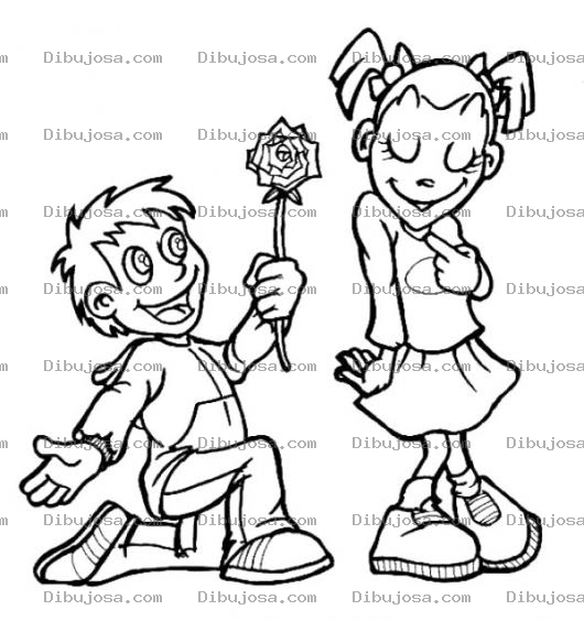 Dibujo para colorear Dibujo De Una Declaracion De Amor Con Una Rosa Para Pintar Y Colorear