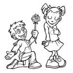 Dibujo para colorear Dibujo De Una Declaracion De Amor Con Una Rosa Para Pintar Y Colorear