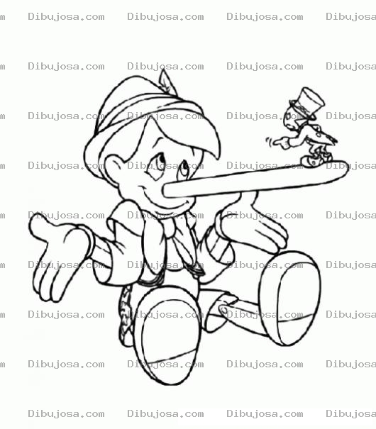 Dibujo para colorear Dibujo De Pinocho Y Pepe Grillo Para Pintar Y Colorear