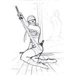 Dibujo para colorear Dibujo De Mujer Ninja Con Espada Y Ojos Bendados