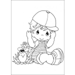 Dibujo para colorear Dibujo De Bebe Con Gorrita A La Par De Un Sapito Para Colorear