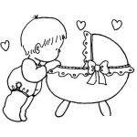 Dibujo para colorear Dibujo De Hermanito Mayor Viendo A Su Hermanito Menor En Su Cuna Para Pintar Y Colorear