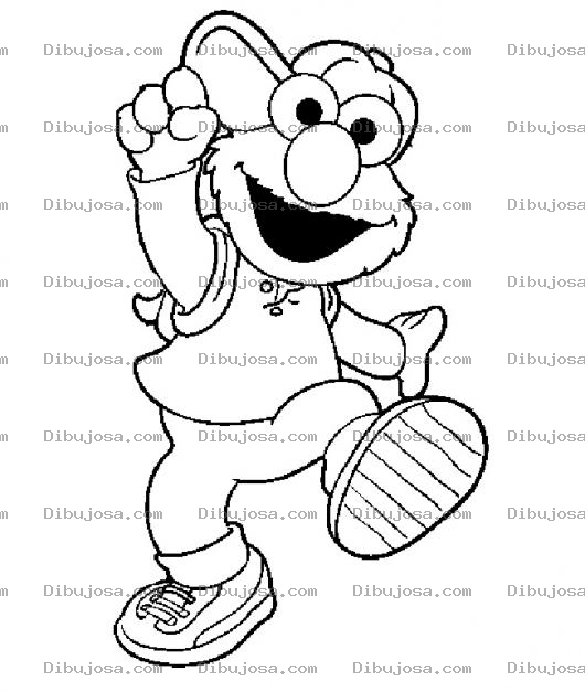 Dibujo para colorear Dibujo De Elmo Con Gorra Y Bolson Camino Al Colegio Para Pintar Y Colorear