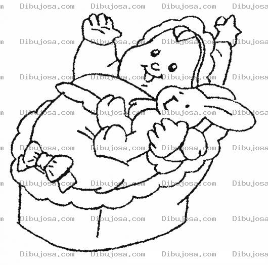 Dibujo para colorear Bebe Con Conejo Para Pintar Y Colorear
