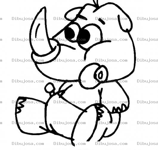 Dibujo para colorear Dibujo De Rinoceronte Bebe Para Pintar Y Colorear Rinocerontito Chiquito En Panales