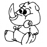 Dibujo para colorear Dibujo De Rinoceronte Bebe Para Pintar Y Colorear Rinocerontito Chiquito En Panales