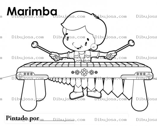 Dibujo para colorear Dibujo De Nino Tocando La Marimba De Guatemala Para Pintar Y Colorear